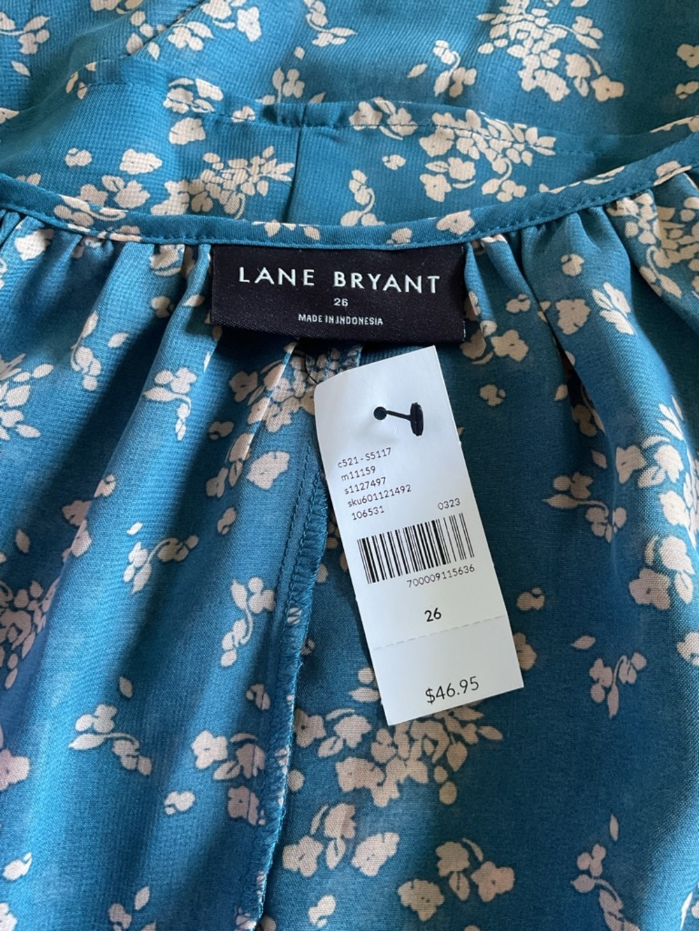 Lane Bryant Teal Floral Pleated Camisole - Picture 6 of 7